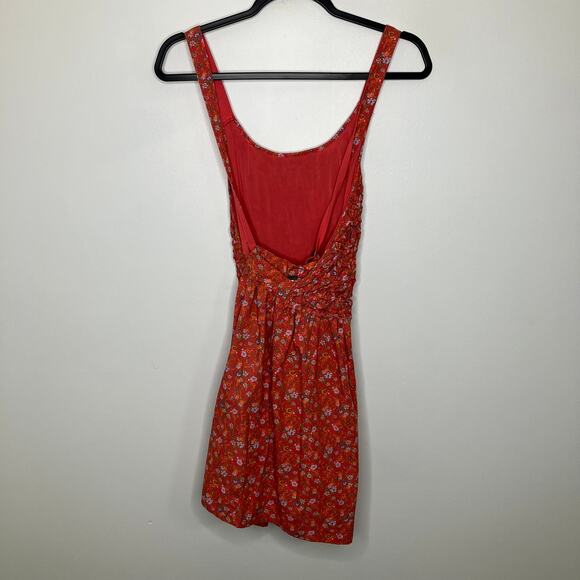 FREE PEOPLE Petunia Mini Dress Poppy Combo Floral Red Small - Picture 3 of 4